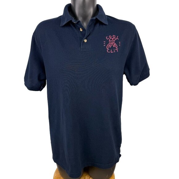 COOL CLIT Handmade Navy Blue Polo Shirt Size M - Picture 2 of 7